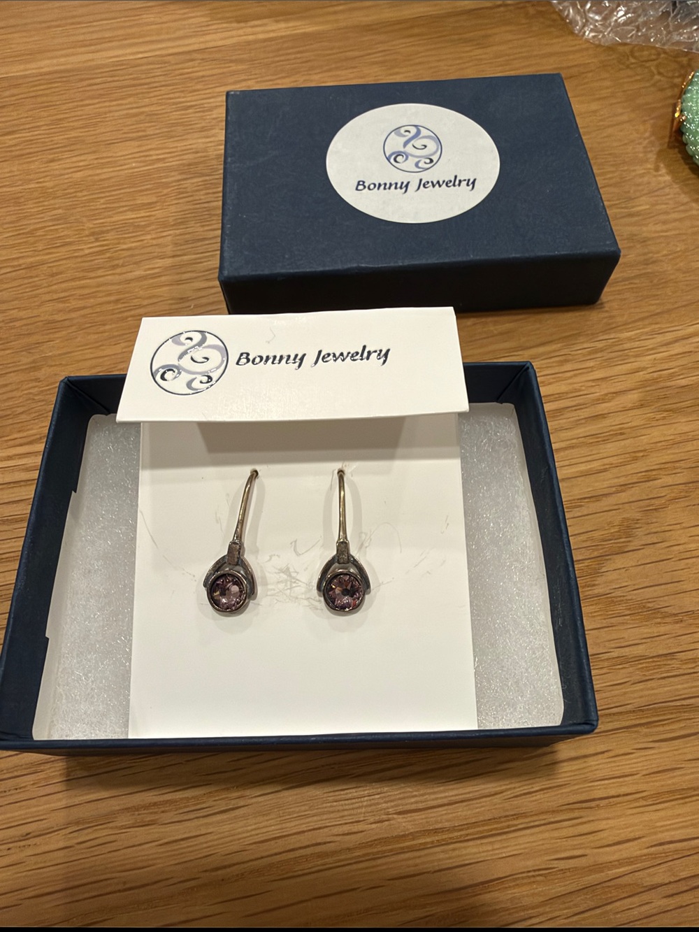Purple Crystal Drop Earrings